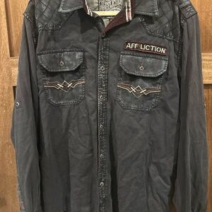 Affliction Black Casual Button Down Shirt